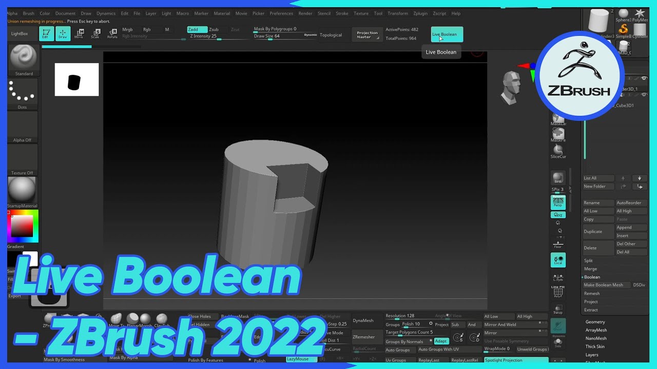 Live Boolean - ZBrush 2022