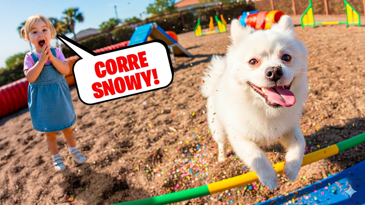 MINHA FILHA SOLTOU nosso CACHORRO SNOWY no PARQUE de CACHORROS pela PRIMEIRA VEZ! Pai Também Vloga