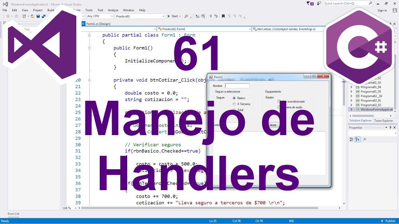 Programación Windows Forms C# 61 --- Manejo de Handlers