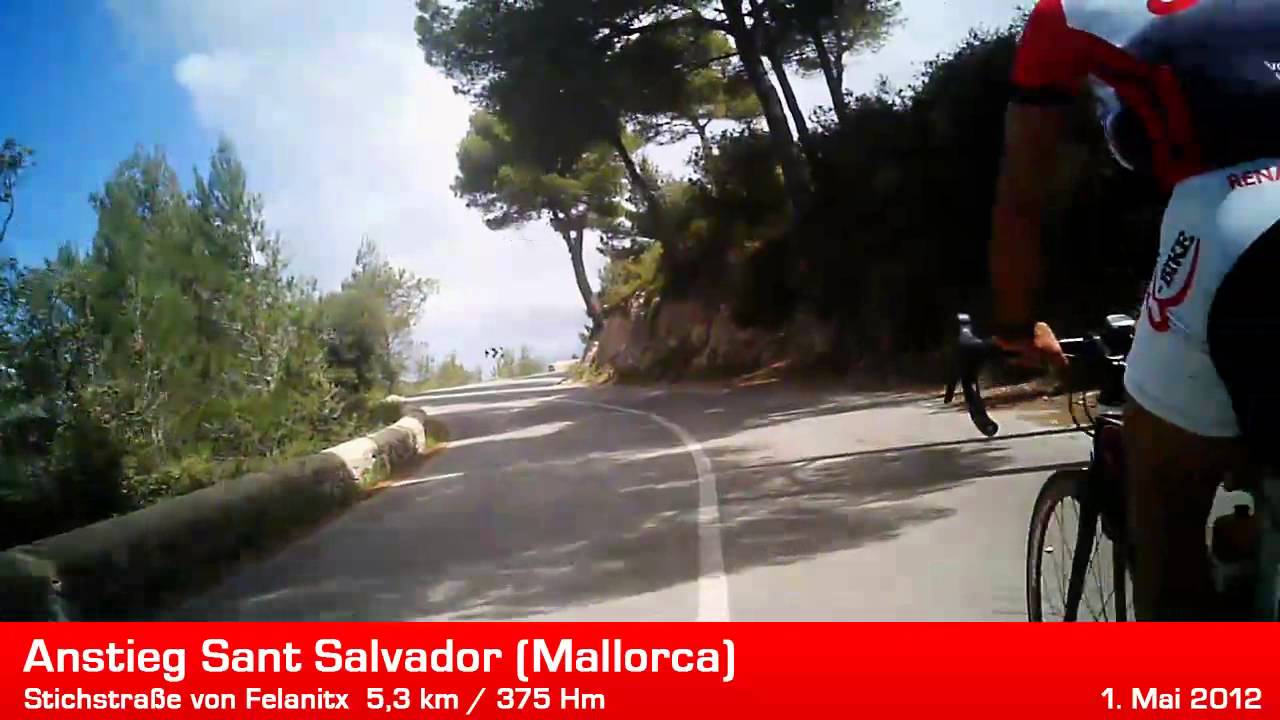 Anstieg Sant Salvador Mallorca mit dem Rennrad (POV-Shot) - Radtour 2012