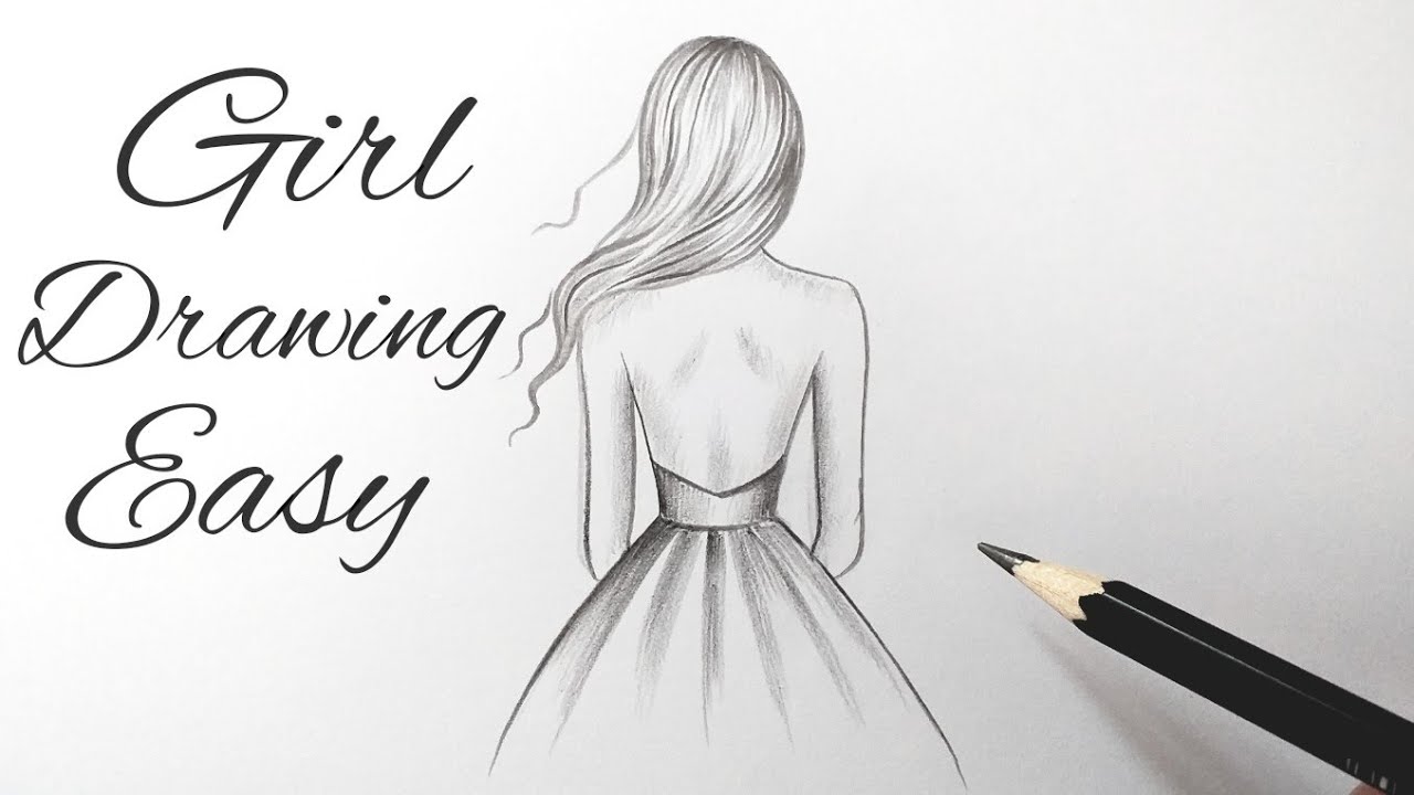 How to draw a girl easy back side view Drawing of a girl easy  Pencil sketch of girl tutorial