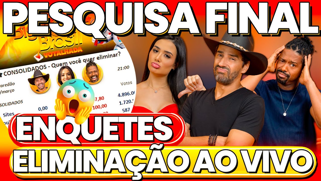 BBB 26 ELIMINA&Ccedil;&Atilde;O AO VIVO COM GIRO DE ENQUETES VOTALHADA QUEM SER&Aacute; ELIMINADO ? PESQUISA FINAL...