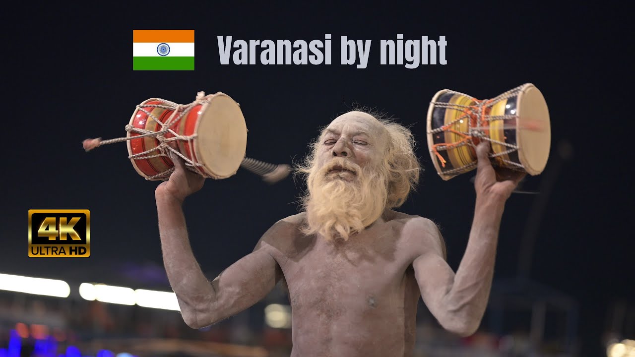 Varanasi India - The vibrant nightlife of India's holiest city - Ganga aarti and night walk (4K HDR)