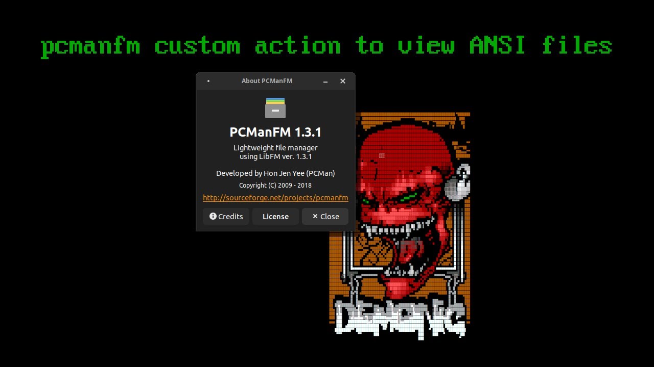 PCMANFM/Thunar custom action to view ANSI files...