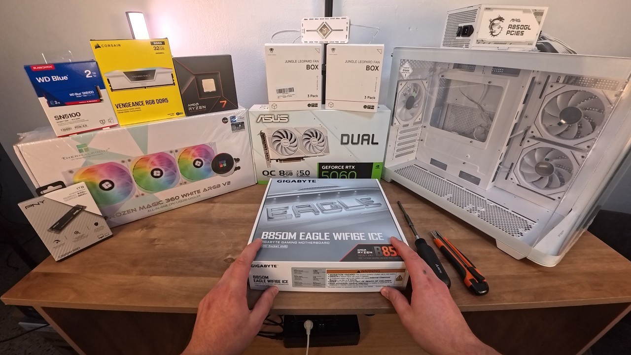 55 minutes of building a white gaming PC (no talking)
