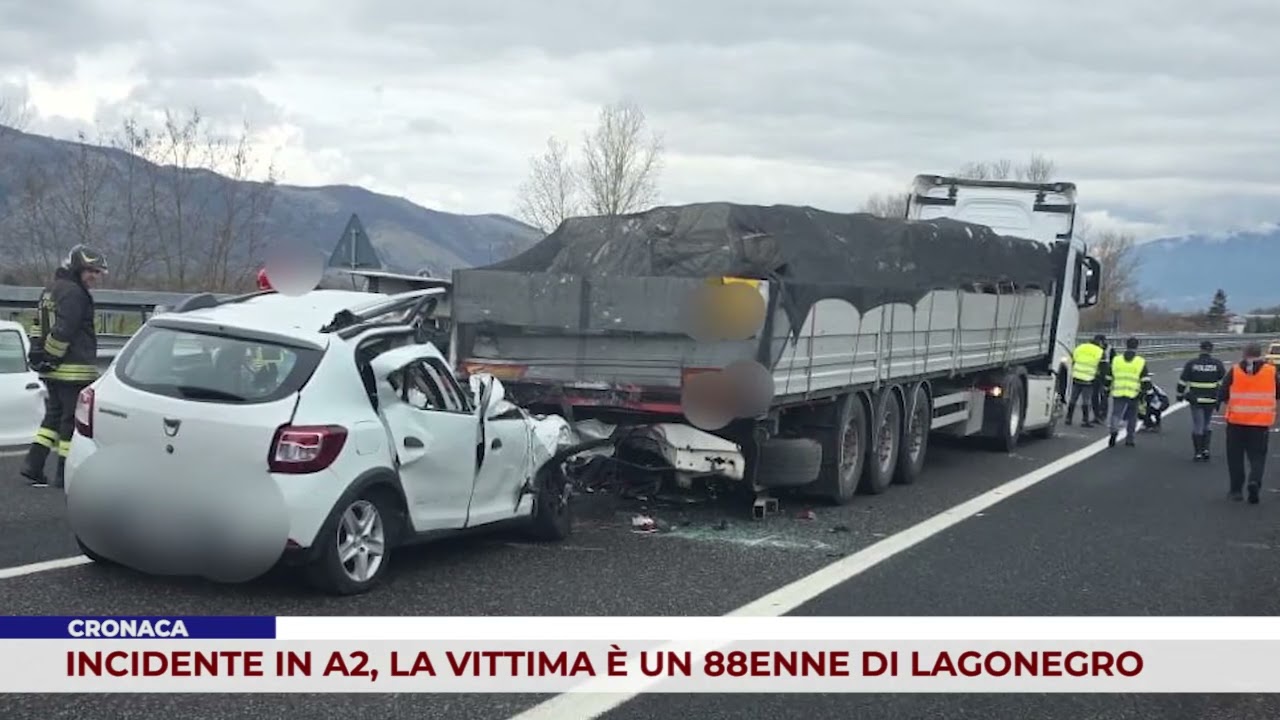 CRONACA. INCIDENTE IN A2, LA VITTIMA È UN 88ENNE DI LAGONEGRO