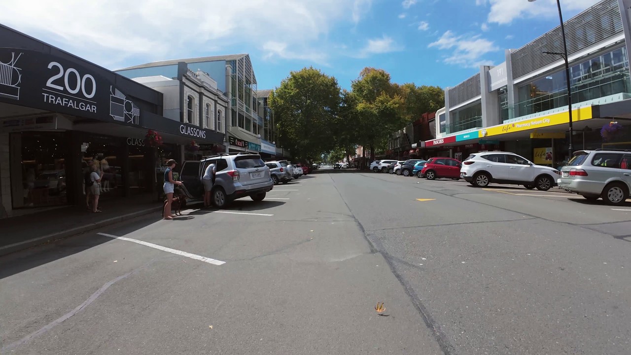 Ride : from Trafalgar Street Nelson Town along Rocks Road to Tahunanui Nelson New Zealand 4K