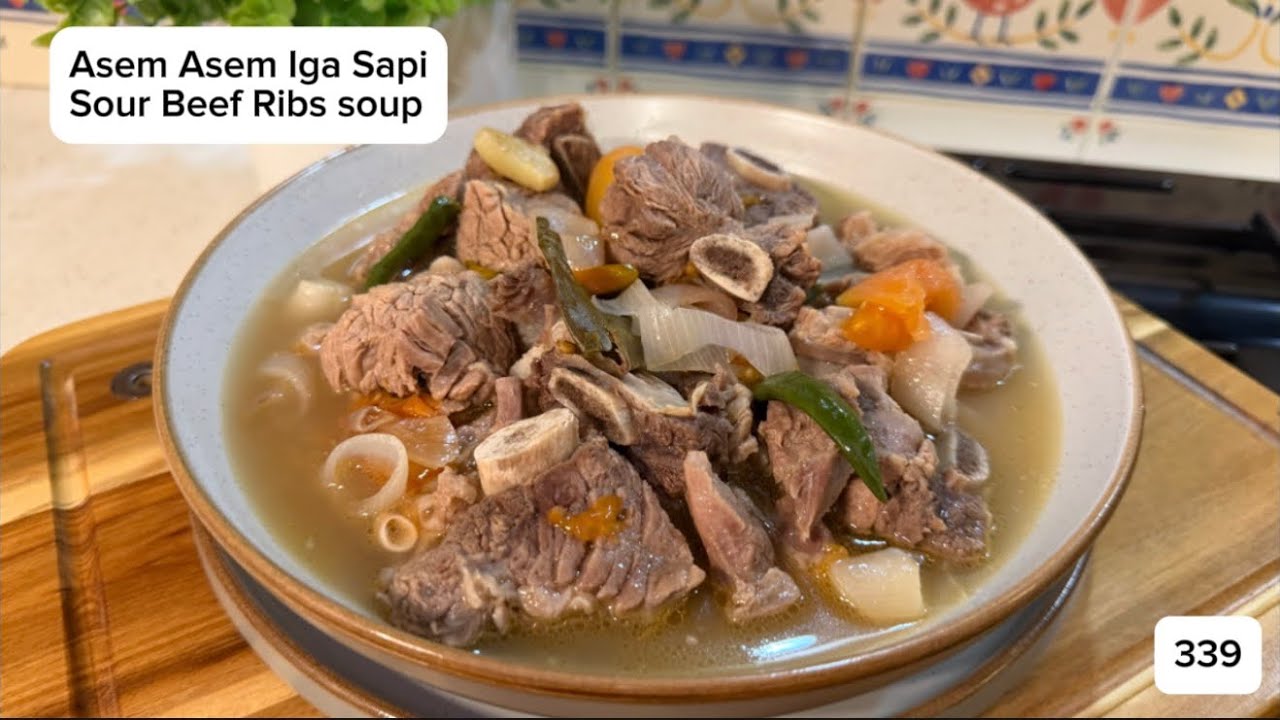 Resep Asem Asem Iga Sapi Sederhana Enak Dan Mudah (Sour Beef Ribs Soup Recipe) - # 339