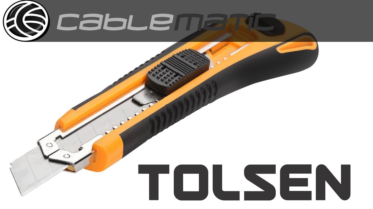 Cutter de plástico y goma ergonómica cuchilla 18mm herramientas Tolsen® distribuido por CABLEMATIC ®