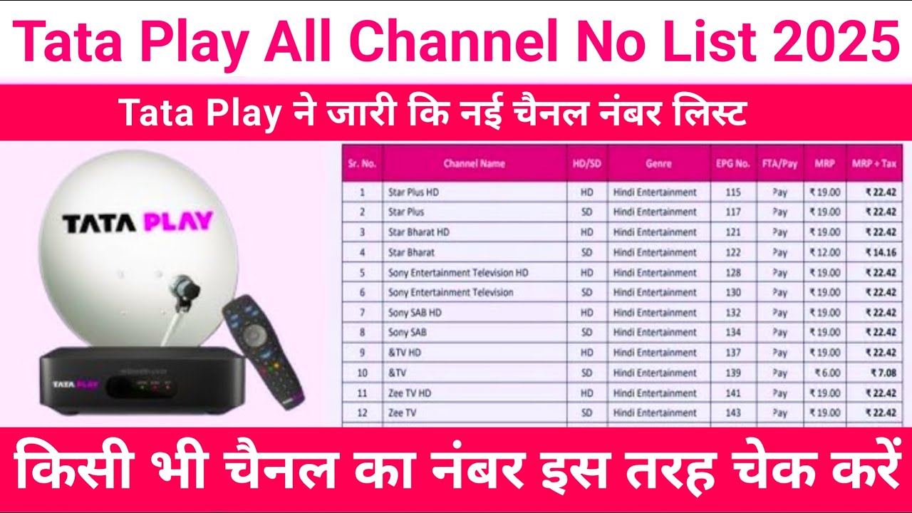 Tata Play Channel List 2025 | How to Check Tata Play Channel Number List with Price (Tata Sky)