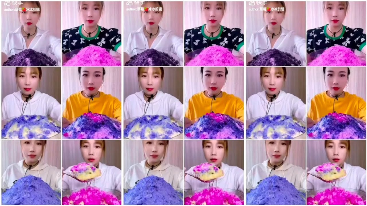 ||ONLY BITES|QIAN'S COLOURFUL ICE EATING FROM BIG ICE BOWLS||