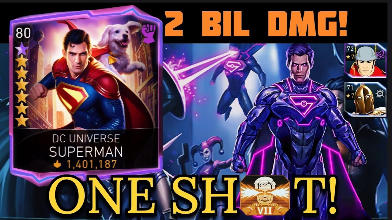 ONE SHOT!🔥 Boss COW SUPERMAN by DCU SUPERMAN H7 Rise Of Krypton Solo Raid in Injustice 2 Mobile