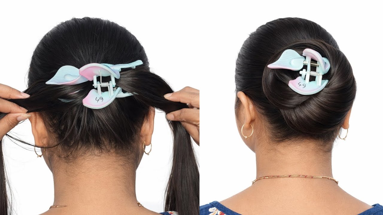 1 Minute Claw Clip Bun 😍 | Simple Ponytail Se Stylish Look