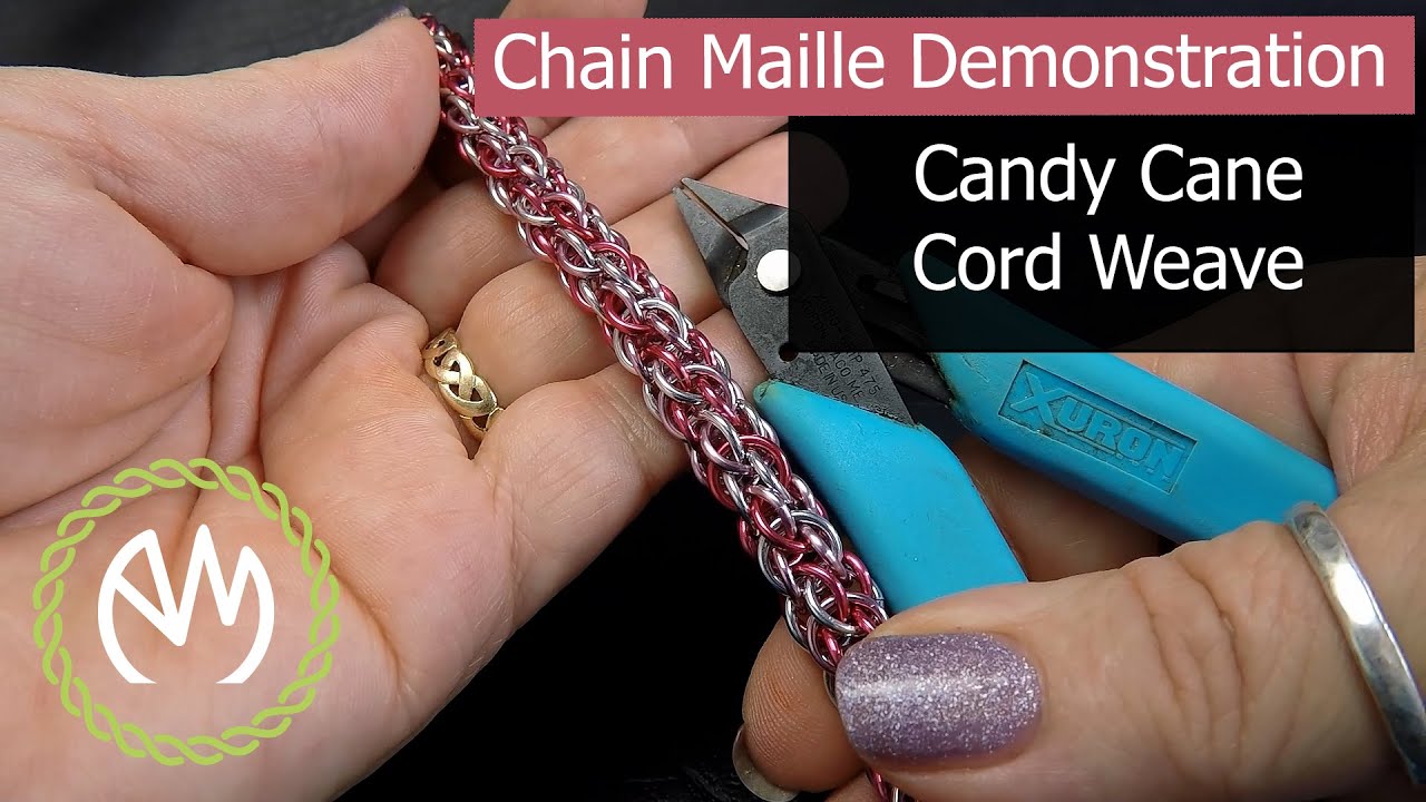 Chain Maille Weave Tutorial - Candy Cane Cord Weave (Redo)