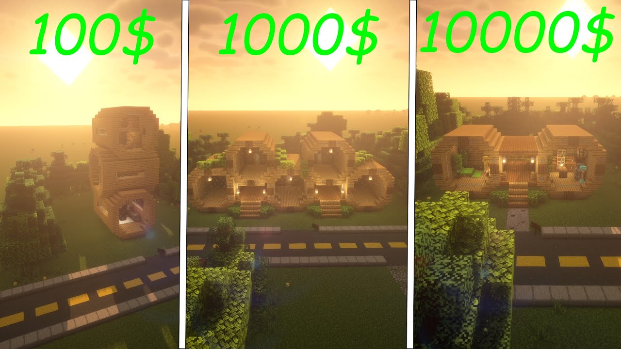 🤯 $100 vs $1,000 vs $10,000 House for Friends in Minecraft!