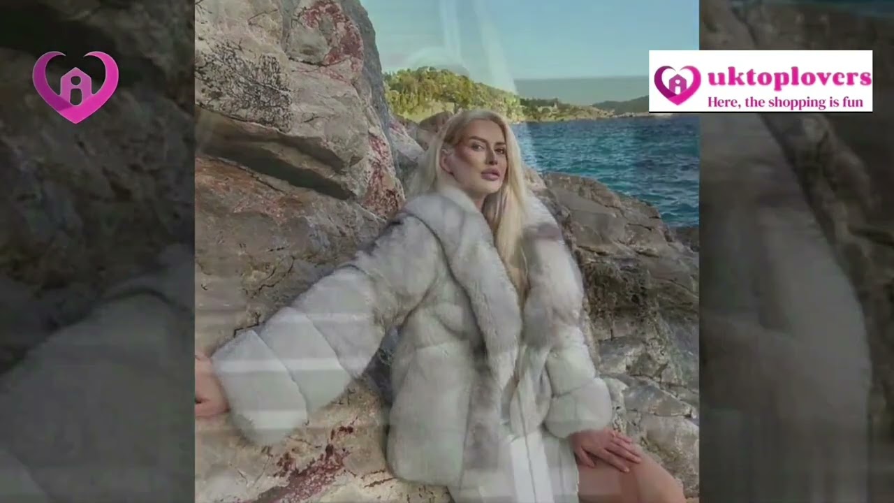 Women luxury white fur coat