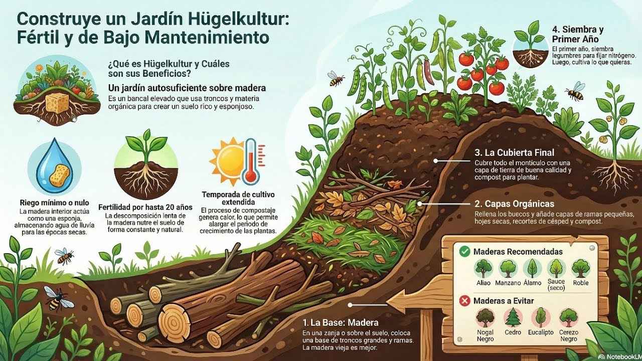 Cómo construir un Jardín Hügelkultur 