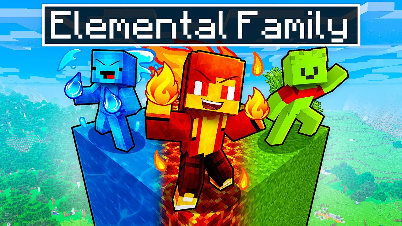 JJ and Mikey Became ELEMENTAL FAMILY in Minecraft - Maizen