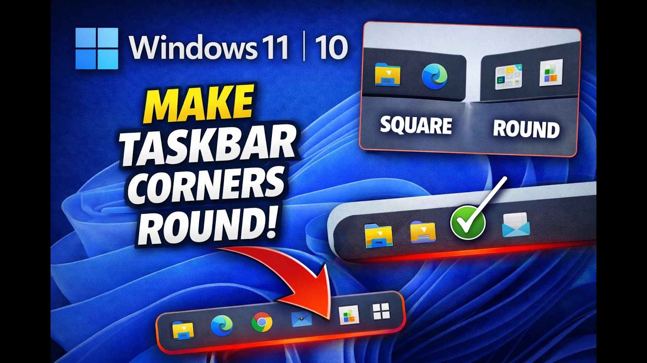 How to Make Windows 11 or 10 Taskbar Corners Round?