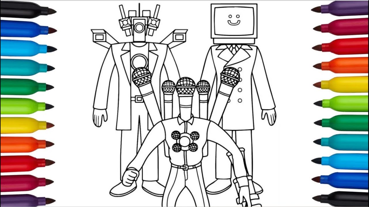 Skibidi Toilet Coloring Pages | TITAN TV MAN V2.0 vs Cameraman & Titan Microphone Mecha Boss #33