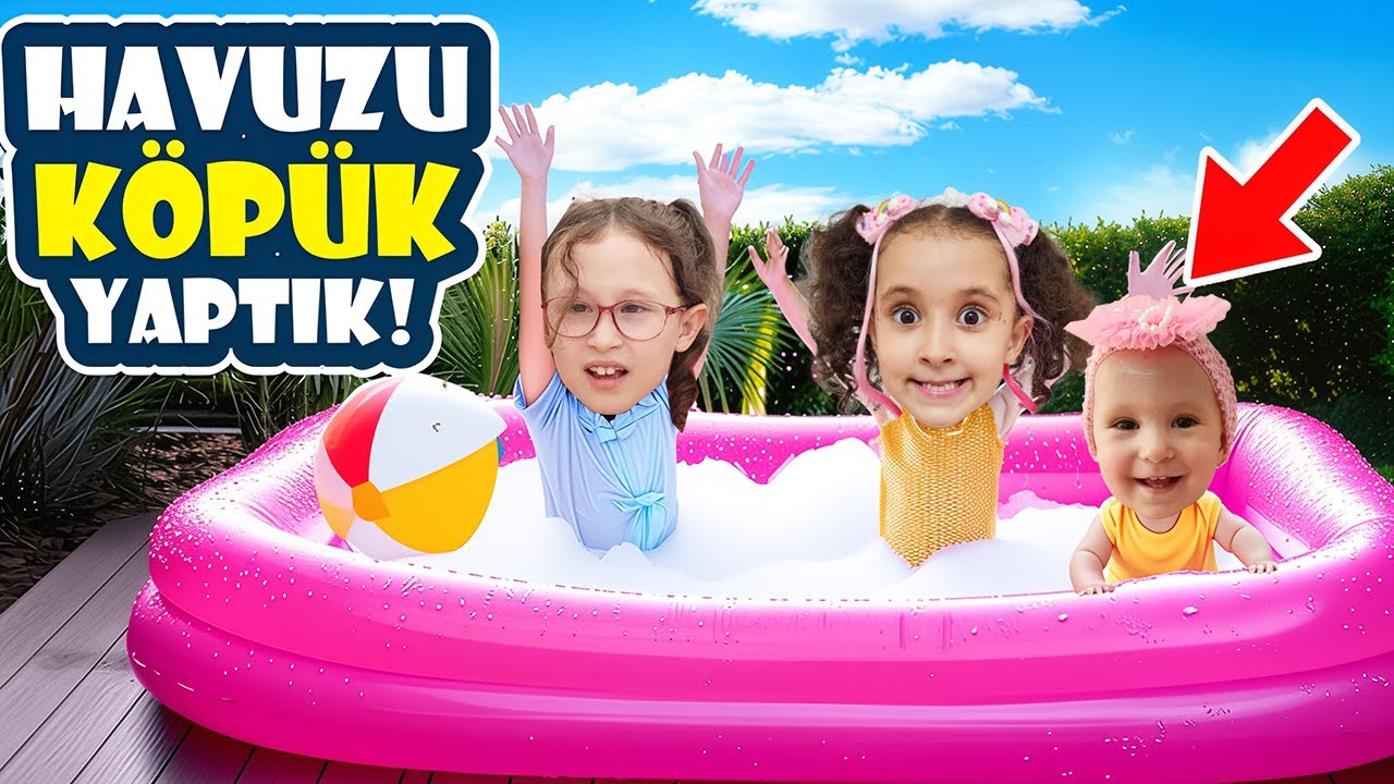 BAHAR BANU ALYA VE ASEL MİRA HAVUZUN İÇİNİ KÖPÜKLE DOLDURDU !! ASEL MİRA KÖPÜKLERİ YEDİ !!