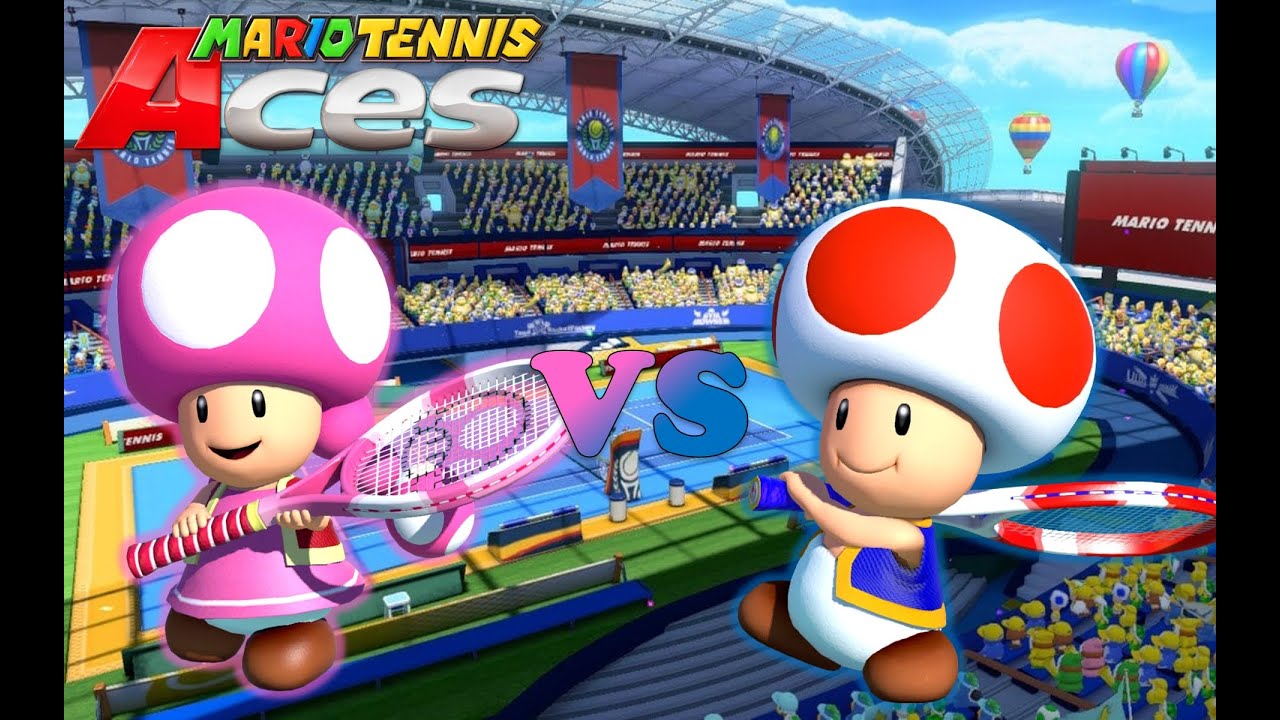 Mario Tennis Aces - Toadette vs Toad - Marina Stadium (Hard)