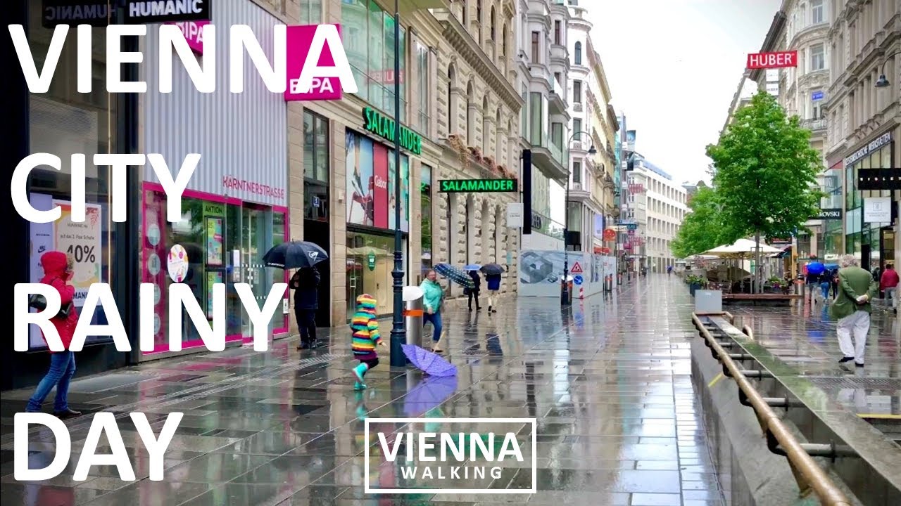 Walking in the Rain in Vienna City, Austria, City Sounds, Rain Ambience