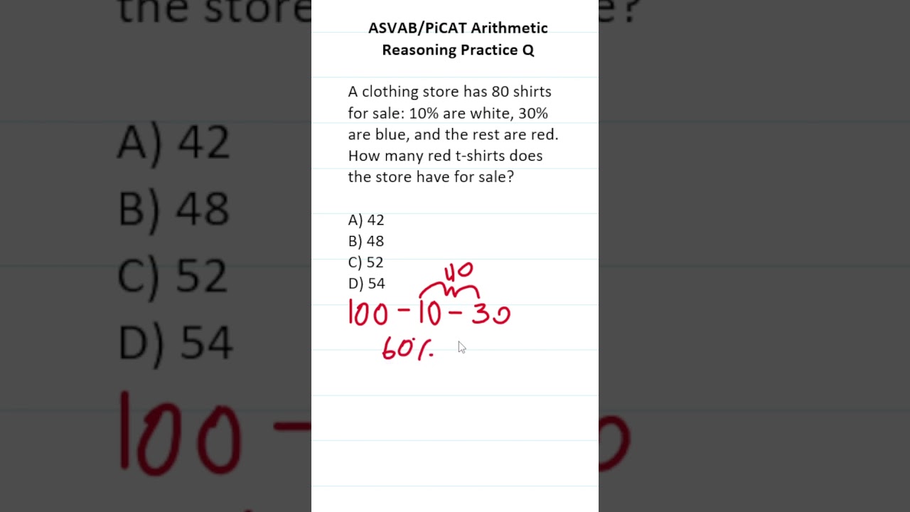 ASVAB/PiCAT Arithmetic Reasoning Practice Test Q: #percentage #acetheasvab with #grammarhero
