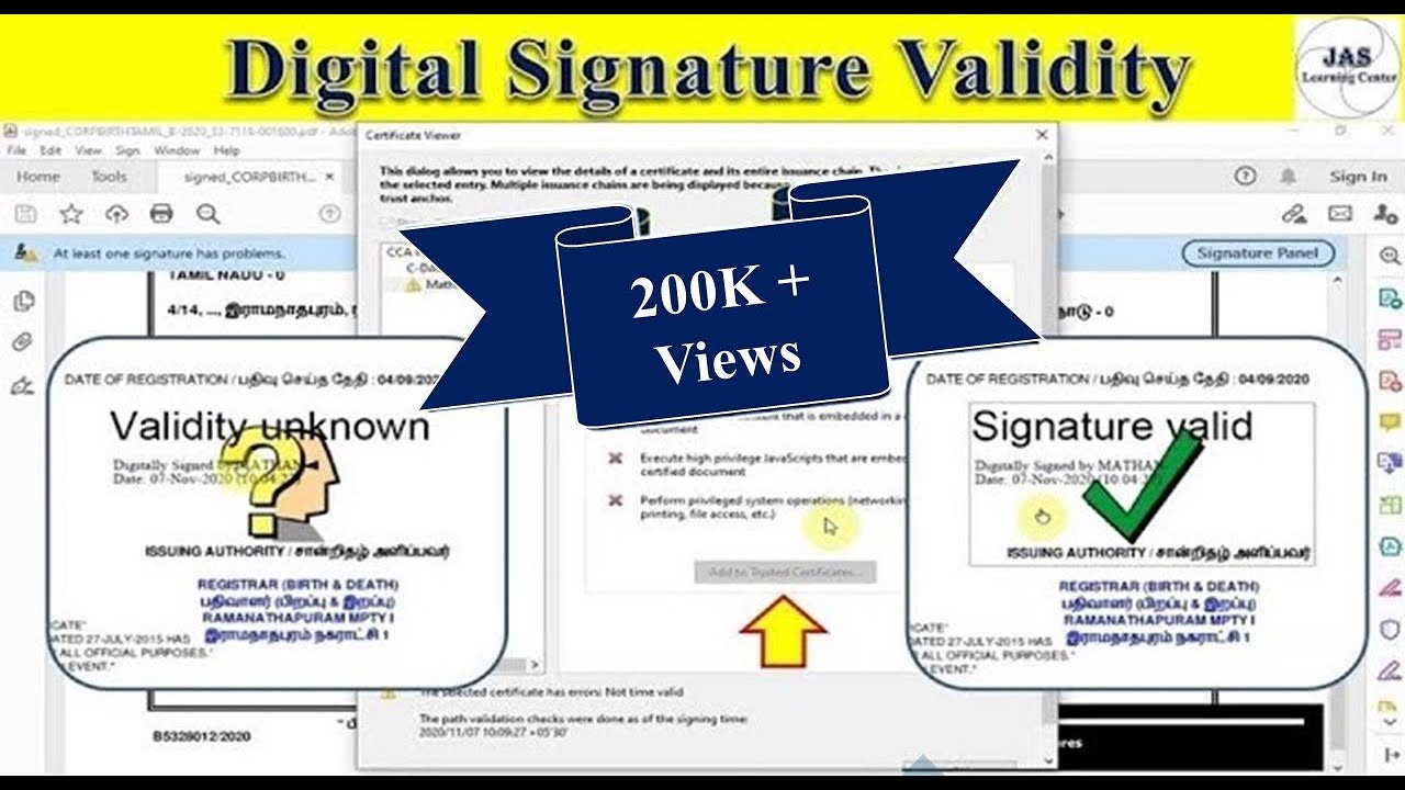Digital Signature Validate in PDF/Unknown Signature Error in PDF