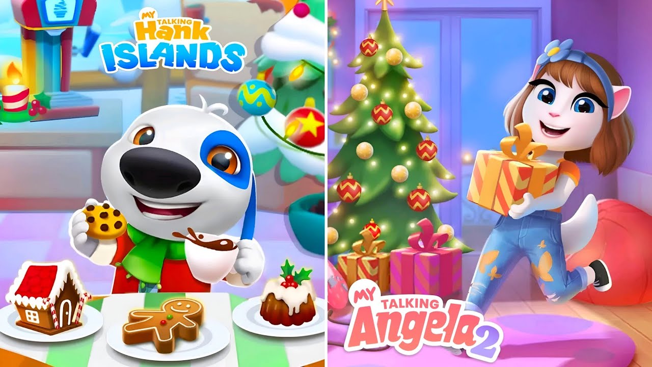 My Talking Hank Christmas Holiday Update VS My Talking Angela 2 Christmas Holiday Update (2024)