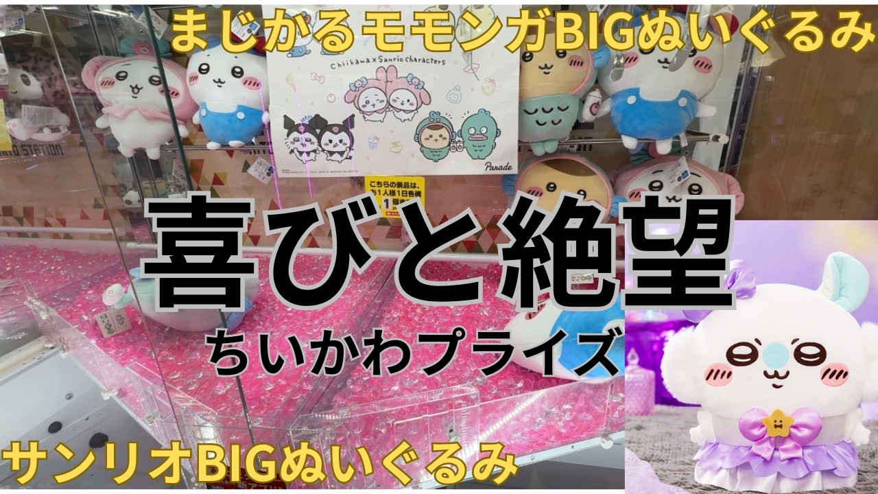 【ちいかわクレゲ】新プライズ：サンリオBIGぬいぐるみ・まじかるモモンガBIGぬいぐるみに挑戦「3本爪」