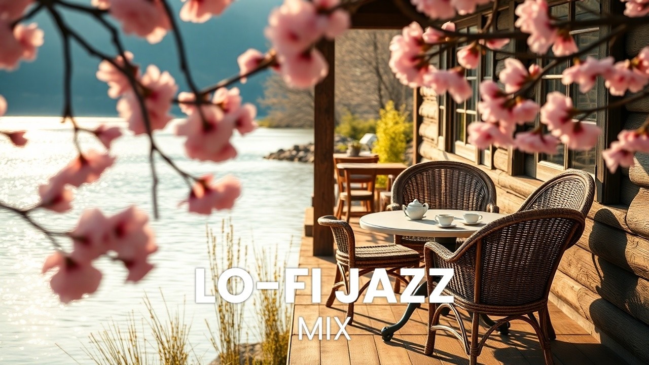 Cozy Morning Jazz ☕ Soft Piano at Lakeside Coffee Shop Ambience