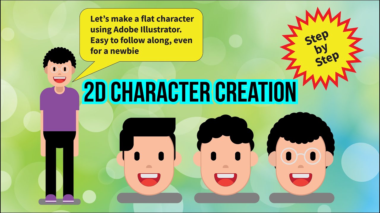 Create a flat character in Adobe Illustrator | Cara membuat karakter 2D berambut kribo mudah & cepat