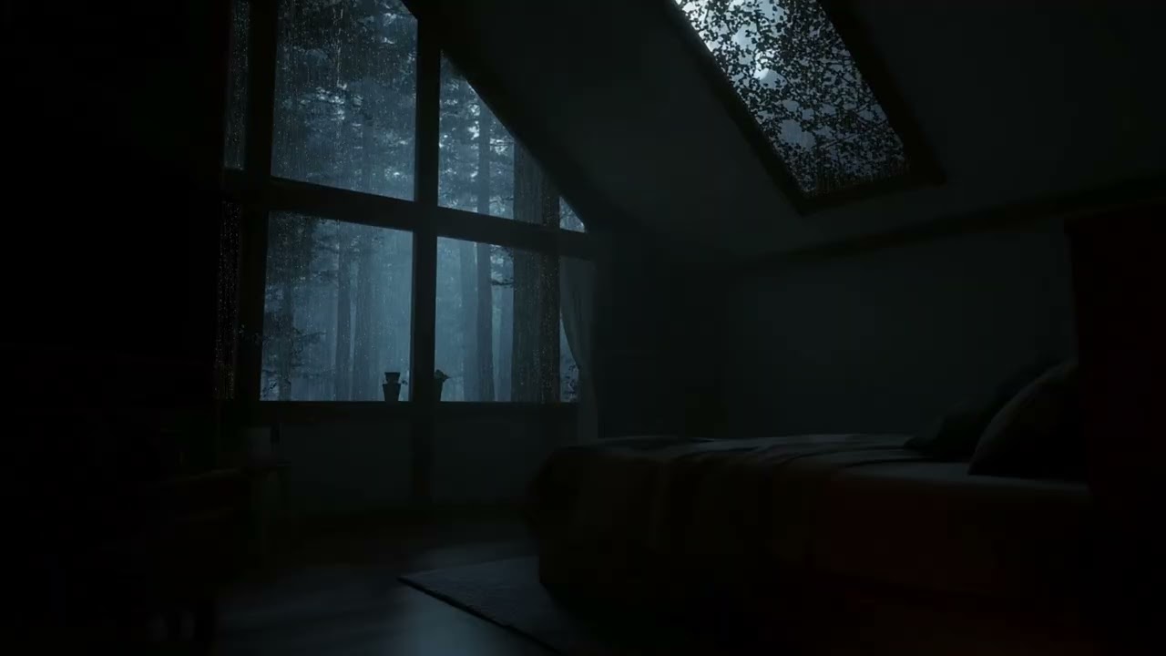 Gentle Rain & Crackling Fireplace for Deep Sleep 2026 | RainLoft Cabin 3 Hours Black Screen