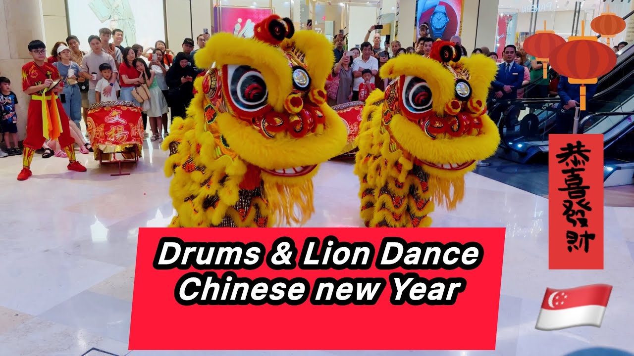 Wanyang Drums and Lion Dance at lon Orchard Singapore, Chinese New Year 🧧