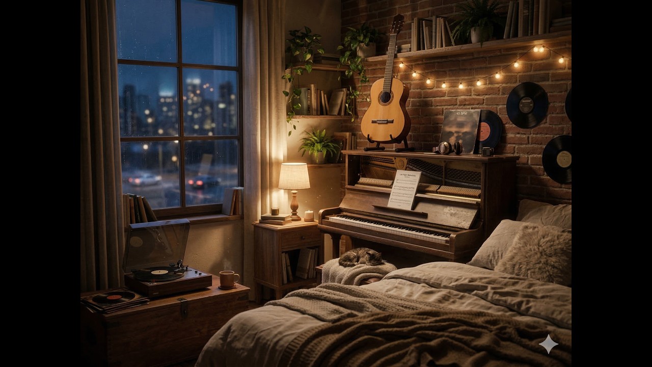 Midnight Quilt Of Quiet 🎸 1 Hour Relaxing Acoustic Guitar BGM | Study, Focus & Sleep Music