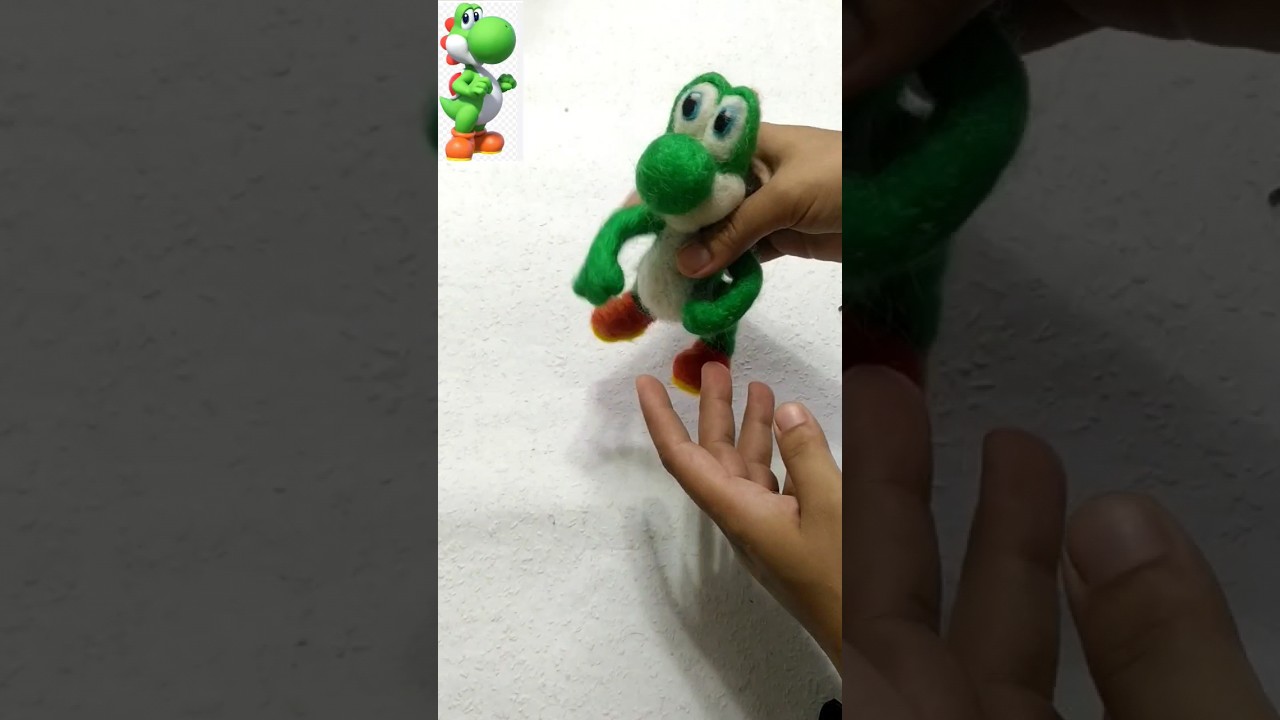 How to Make yoshi from Mario Nintendo using feltingart #satisfying #shorts