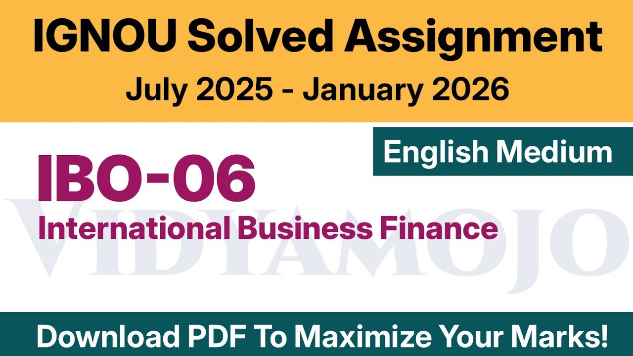 IGNOU IBO 06 Solved Assignment 2025-26 English Medium PDF Download | MCom: 4th Semester