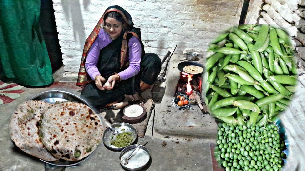 गाँव का स्वाद नहीं भूलेंगे🌸 हरी मटर के पराठे#🫛🫛