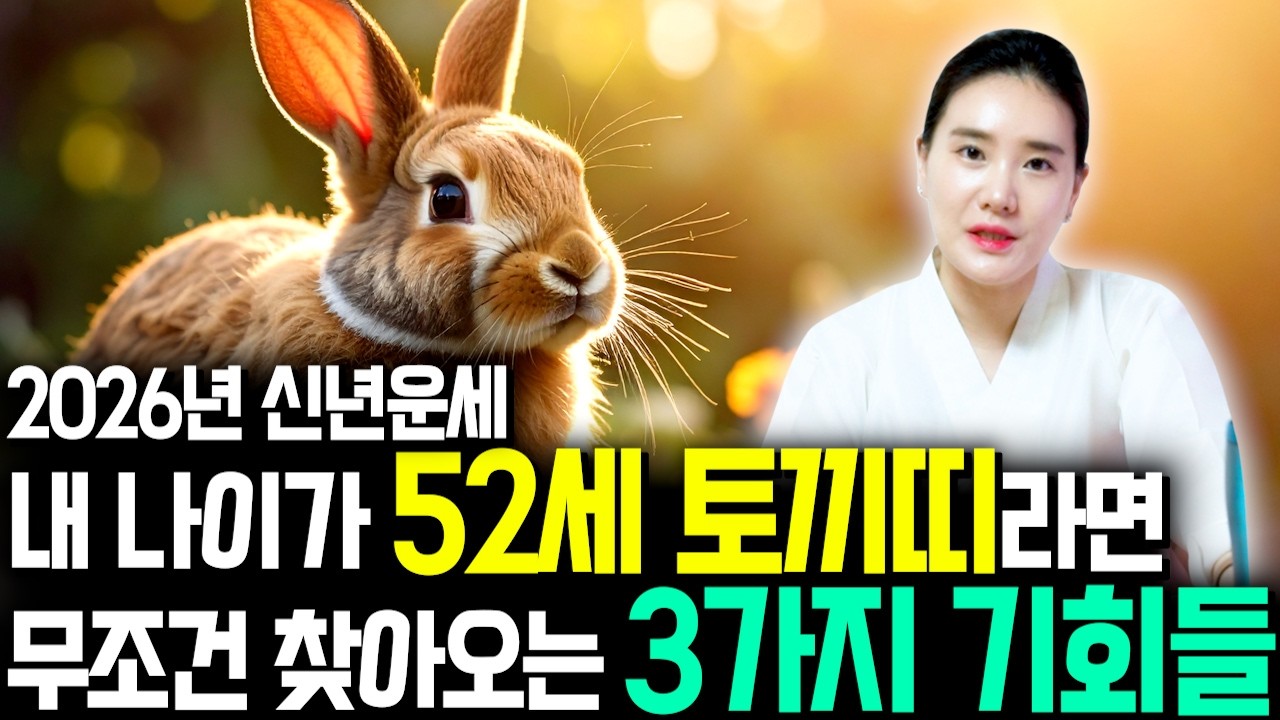 ✨2026년 1975년생 토끼띠운세✨내 나이 52세 토끼띠라면 올해 무조건 대박납니다! 막혀있던 금전,재물,문서운 모두 초대박난다! 75년생 52세 토끼띠의 운명과 병오년 신년운세