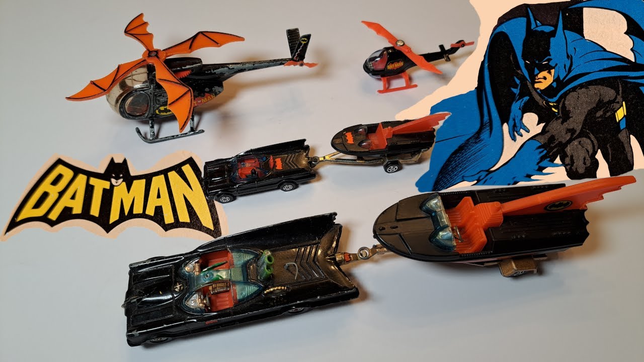 60 Year Old Vintage Batman Toys - Batmobiles, Batboats, Batcopters and a Batbike from Husky to Corgi