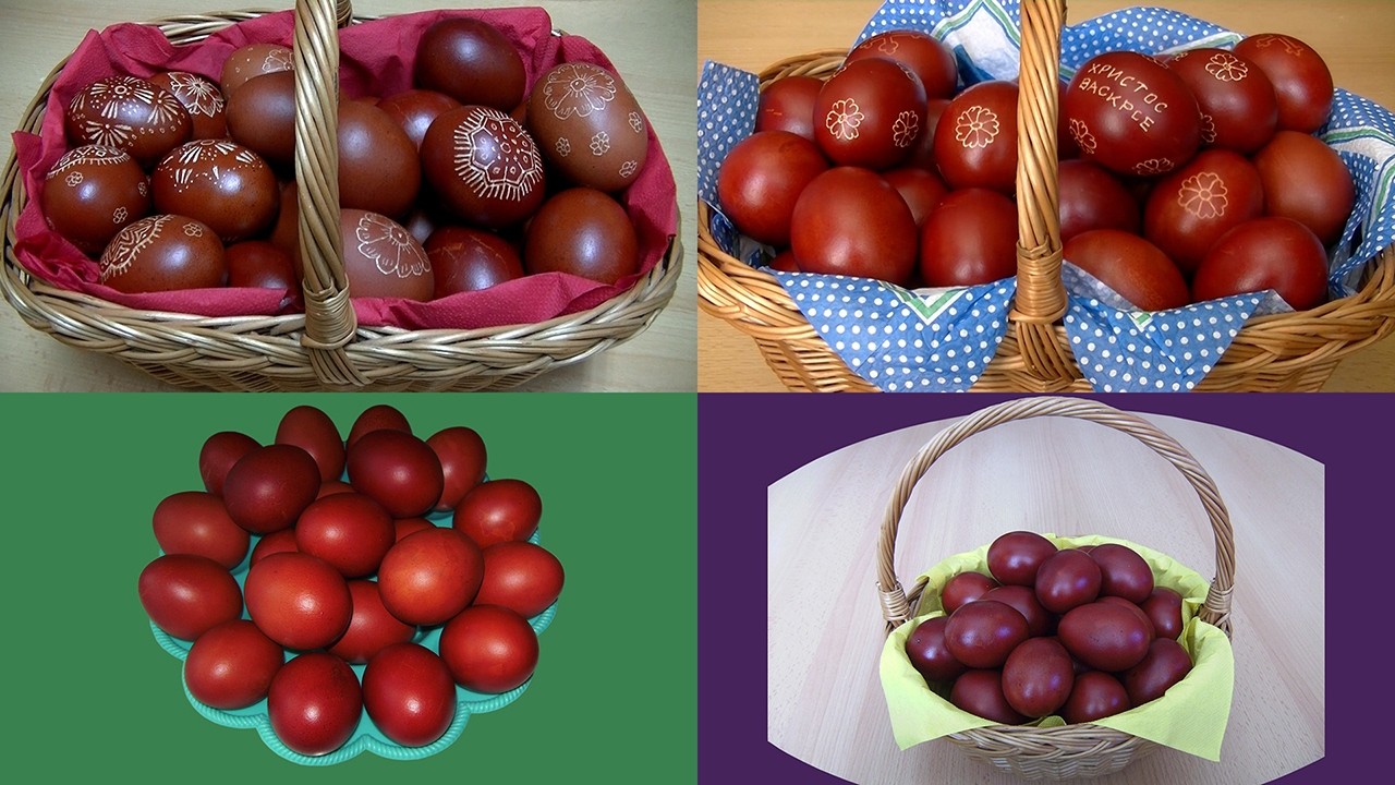 Раскрашивание яиц и роспись луковой шелухой.