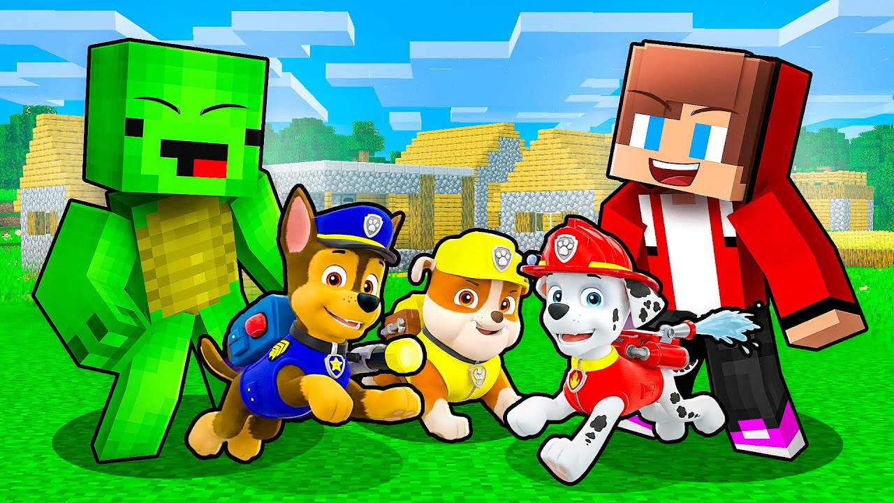 JJ and Mikey Found PAW PATROL in Minecraft - Maizen
