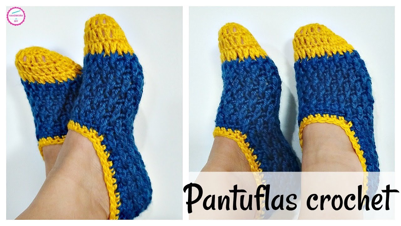 CÓMO TEJER PANTUFLAS A CROCHET FÁCIL TODAS LAS TALLAS DE ADULTO