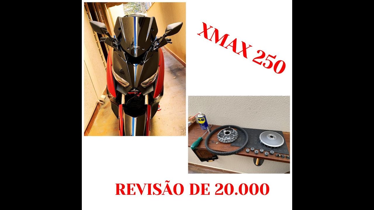 YAMAHA XMAX 250 - REVISÃO DE 20.000 KM COM ROLETES DR PULLEY DE  DE 18g.