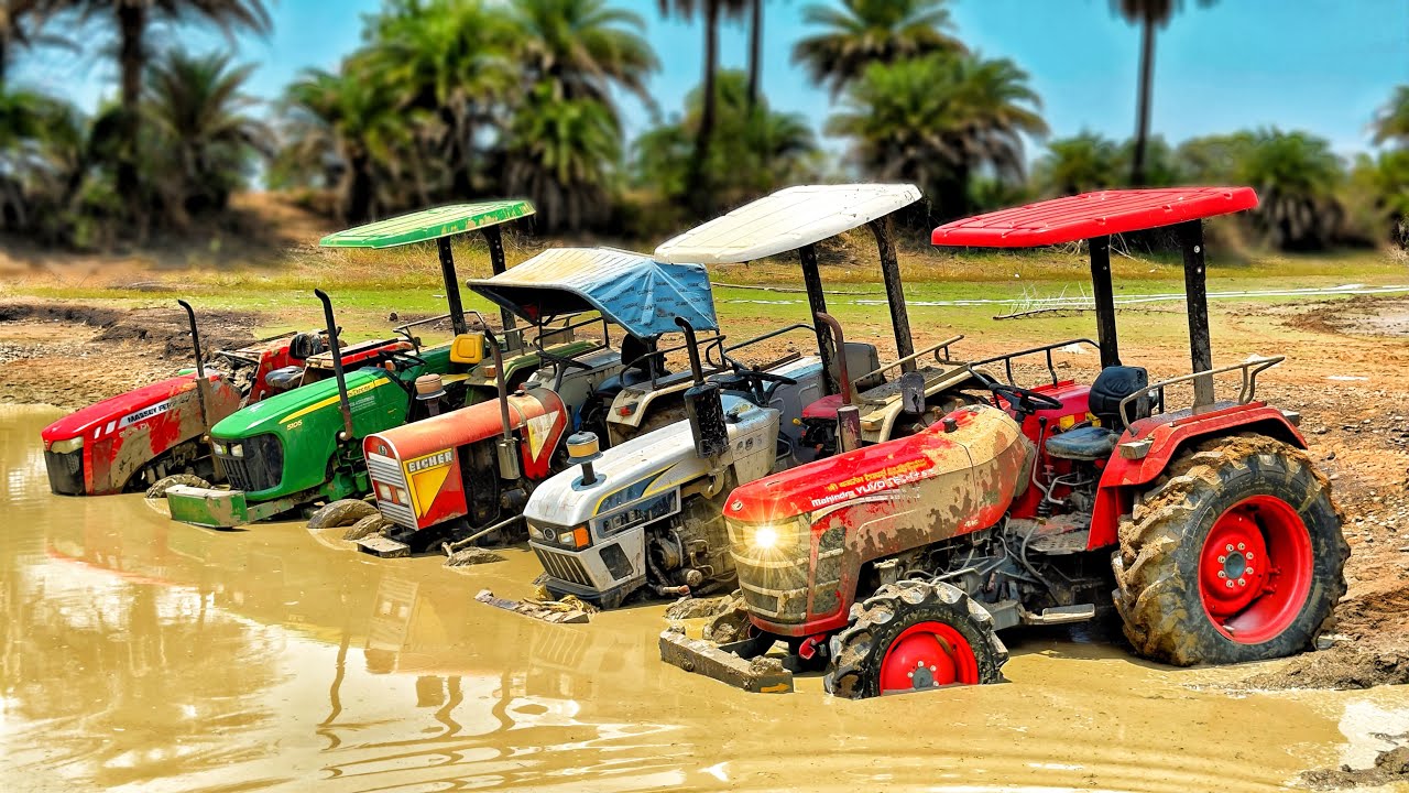 One By One Every Tractor Got Stuck 😳 Badly| 4x4 Failed | Eicher 485 & 242 | Massey Ferguson 245 | Jd