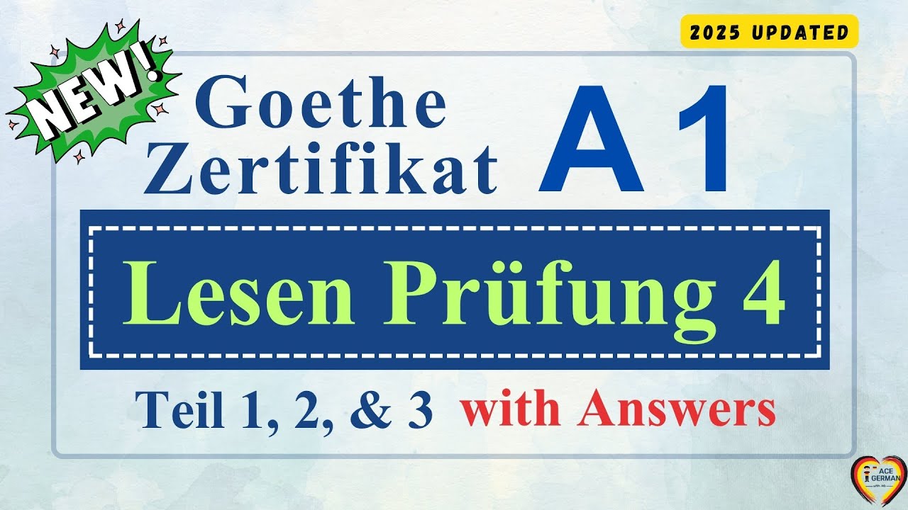 German A1 Lesen Exam 4 | Teil 1, 2 & 3 | 2025