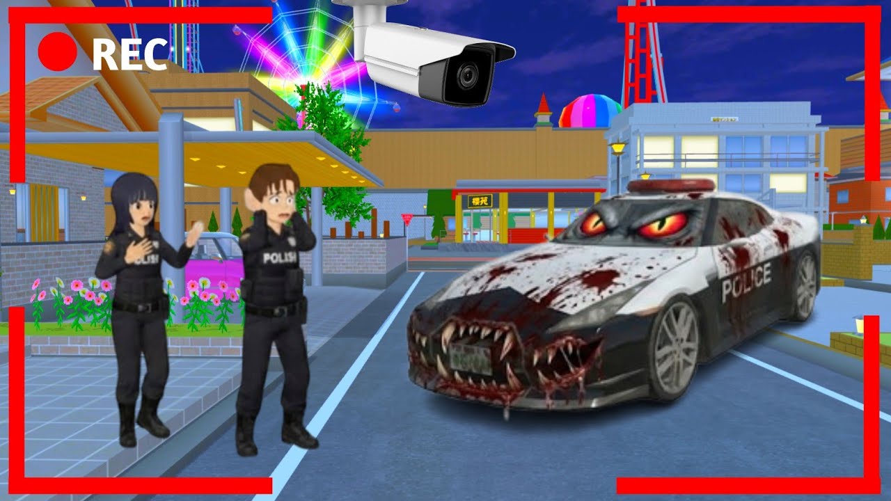 Yuta Mio Panik CCTV Merekam ANOMALI HANTU MOBIL POLISI Menyerang Kota😱 | Sakura School Simulator 