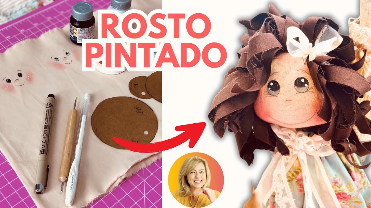 Como Pintar Rosto de Boneca de Pano Passo a Passo | Drica Bonequeira | Live Ao Vivo