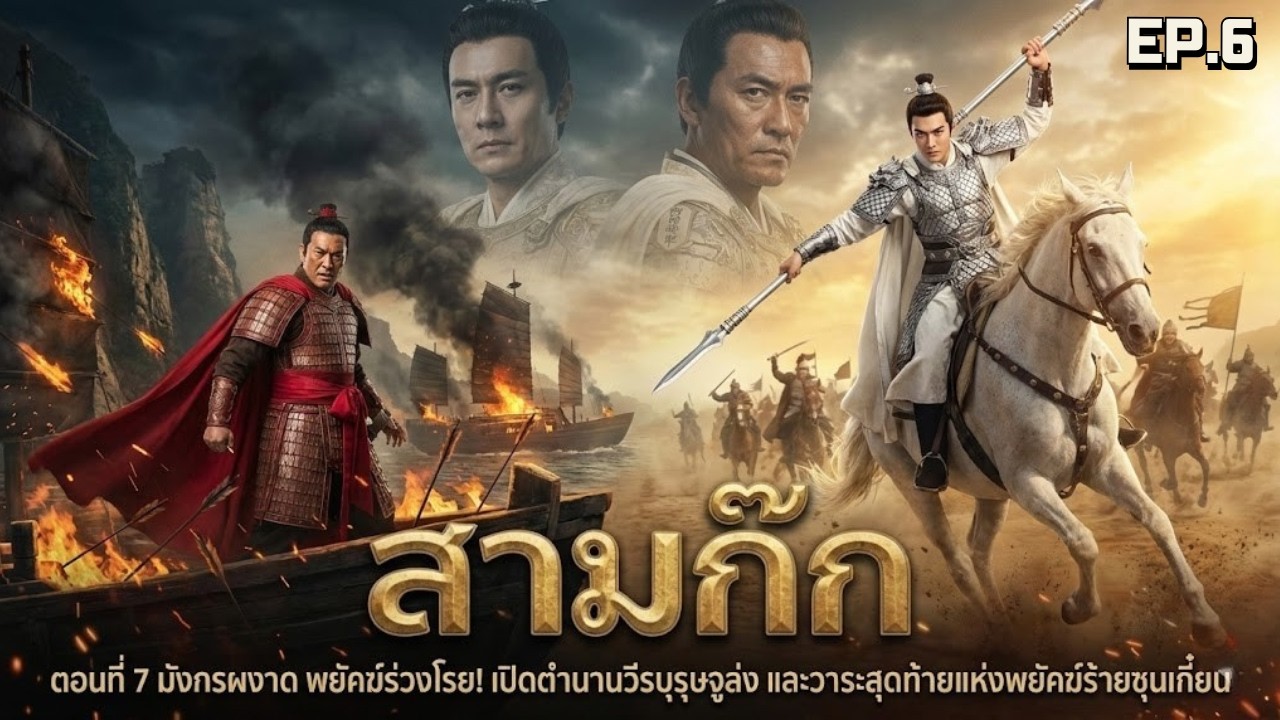 สามก๊ก ตอนที่ 6: มังกรผงาด พยัคฆ์ร่วงโรย เปิดตำนานจูล่ง วาระสุดท้ายซุนเกี๋ยน